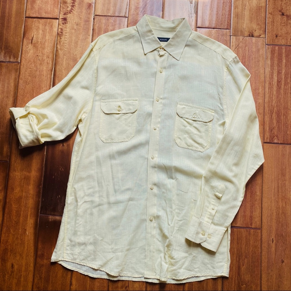 Alfani Light Yellow Linen Top